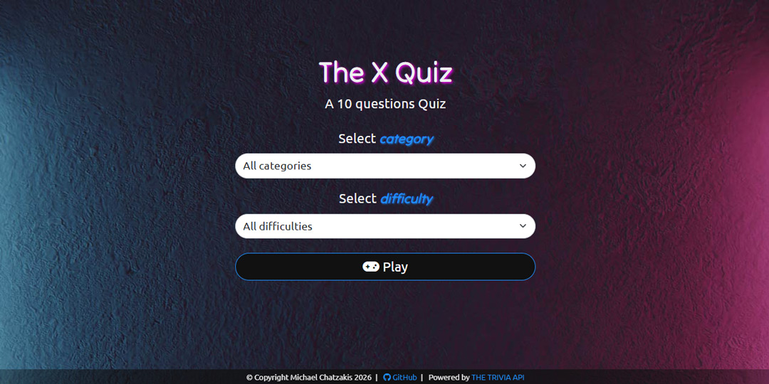 The X Quiz Game Banner