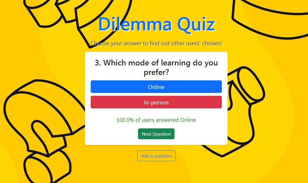 The Dilemma App User interface